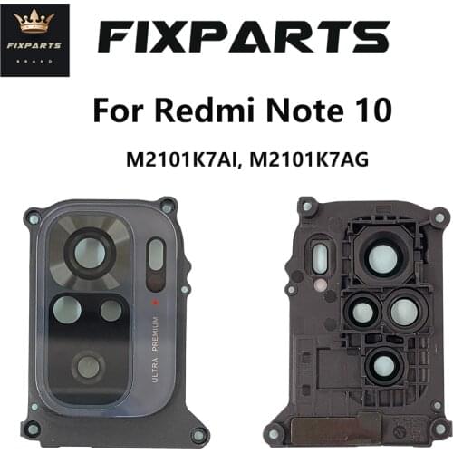 For Xiaomi Redmi Note 10 Rear Camera Frame +Lens Glass M2101K7AI M2101K7AG Back Camera Lens With Adhesive