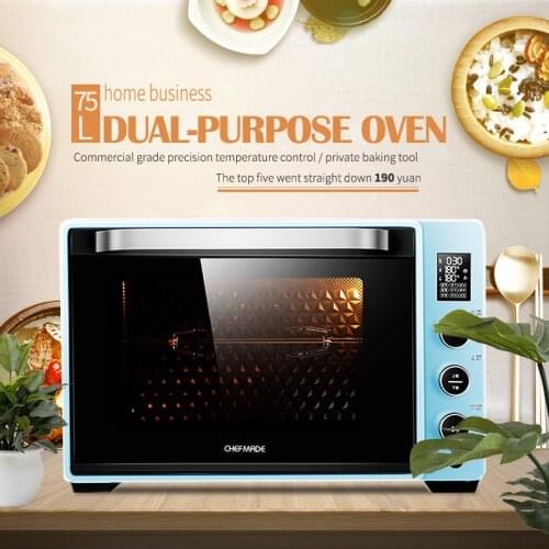 CHEFMADE 75L Mini Automatic Electric Oven Multifunctional Cake Bread Toasters Pizza Baking Machine Blue 1400W 220V