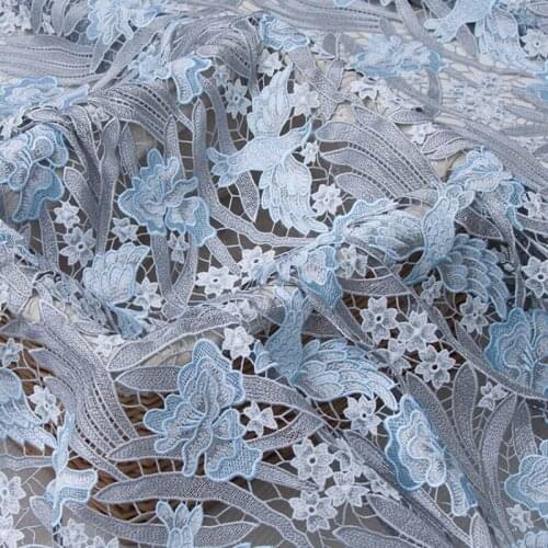 GLace 1Y/lot blue water soluble lace embroidery sewing fabric for dress cloth accessories TX1322