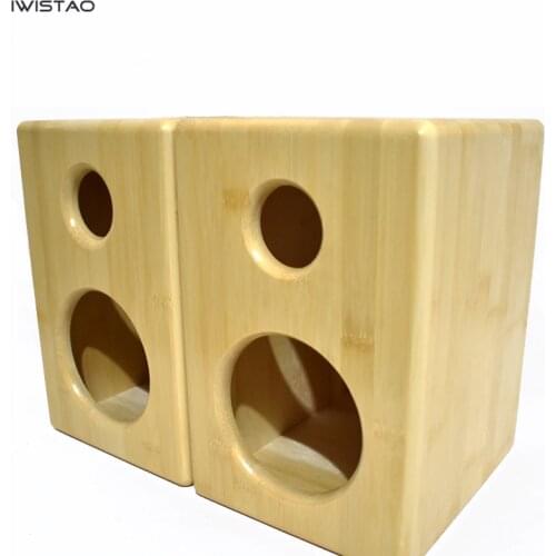 IWISTAO 2 Ways 4.5 Inches Bamboo Empty Enclosure 7.2L Install Speaker Units Inside Retro Style HIFI Audio