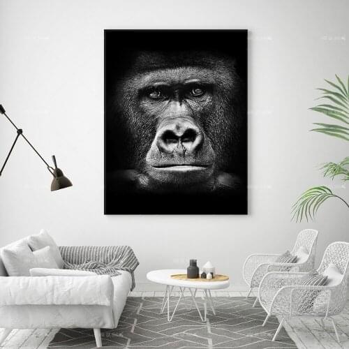 Canvas Paintings Black and White Animal Orangutan Face HD Print Monkey Pictures Wall Art Posters Living Room Bedroom Home Decor