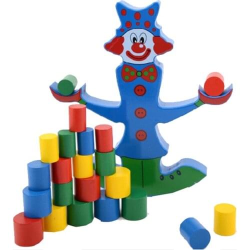Colorful Wooden Baby Model Building Kit Clown Balance Wooden Game Toy Children Building Blocks Educational Toys
