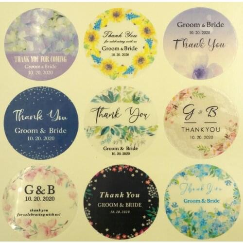 96Pcs 3cm Transparent Wedding Sticker Round Personalized Name Words Label Custom Candy Favors Tag For Gift Box Invitation Seals
