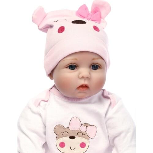 Bebes doll with Simulation baby baby soft silicone Plush hat bear design childrens holiday gift childrens toys