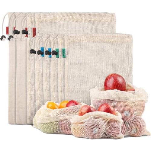 Reusable Produce Bags For Fruit,Veggies,Fridge Organizing,Toys,Lightweight&Drawstring,Double Stitched,Tare Weight Tag,Washable