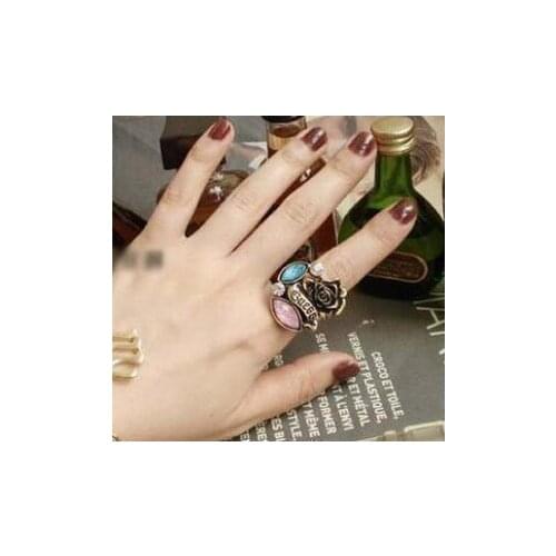 Fashion New Arrival Hot Sale Simulated Pearl Rose Crystal Flower Ring jewelry wholesale for women