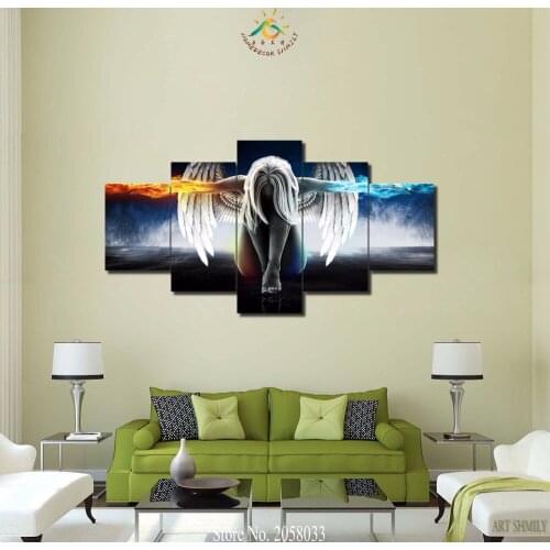 Power Angel Girl Water and Fire Modern Home Wall Decor Canvas Paint Picture Art HD Printed Painting On Canvas For Living Room
