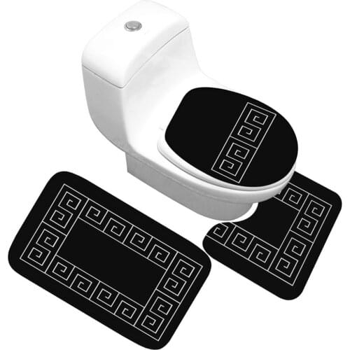 3 Piece Set Bath Mat Classical Pattern Toilet Cover Foot Pad Non-slip Absorbent Bathroom Door Mat Flannel Soft Bathr Rug Carpet