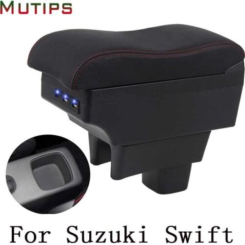 Mutips For Suzuki Swift armrest box curve storage box leather arm rest car-styling accessories interior parts auto 2005 - 2017