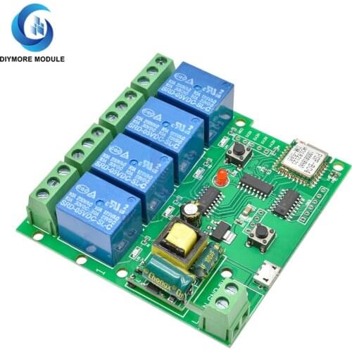 DC 5V-32V 12V AC 220V Wifi Relay Switch 4 Channel Wireless Wifi Relay Module Remote Control Switch App Control For Smart Home
