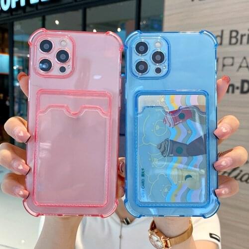 LOVECOM Card Bag Holder Transparent Phone Case For Xiaomi Redmi Note 10 Pro 10S 8 Mi POCO X3 Pro NFC Soft Corners Bumper Cover