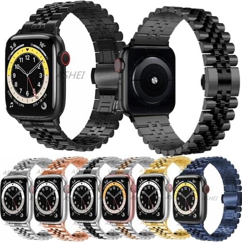 Luxury watchband for apple watch se 44mm 40mm strap iwatch 6 5 4 3 42mm 38mm band Stainless Steel bracelet for applewatch straps