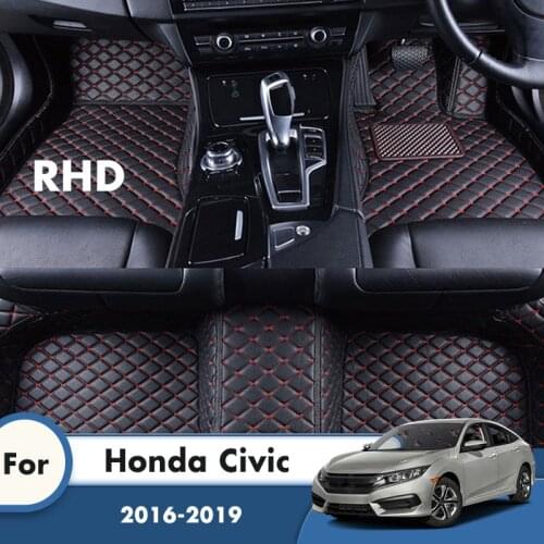 RHD Carpets Rugs For Honda Civic 10th Sedan 2019 2018 2017 2016 Car Floor Mats Leather Custom Auto Styling Interior Accessories