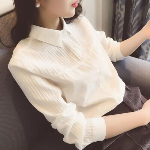 Excellent Quality 100% Cotton Long Sleeve Shirt Woman Elegant White Blouse Women Tops Streetwear Casual Blusa