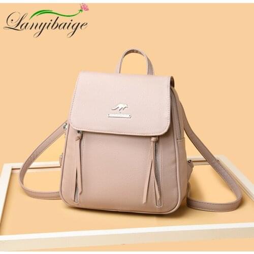 Anti-theft PU Leather Backpacks Women Fashion Shoulder Bags Travel Backpack School Bags2021 Large Capacity School Shoulder Bag