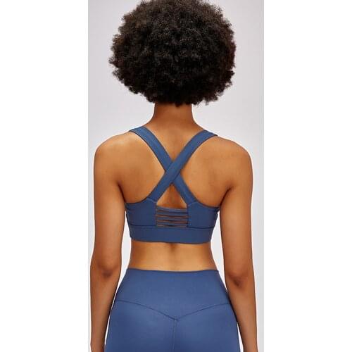 Sexy Women Cross Back Yoga Bra Top for Fitness Hollow Out Breathable Sports Bra Push Up Workout Active Wear