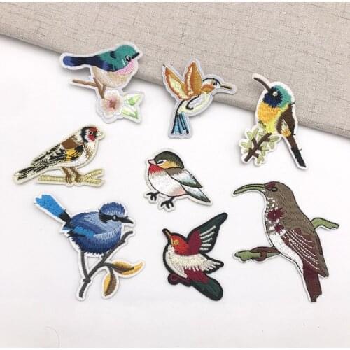 Cute Fashion Embroidered birds flower sticky cloth paste clothing patch Iron On Applique Patch hole DIY Clothes Accessories