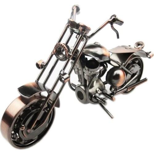 Motorcycle Figurines Model Retro Motor Figurine Metal Decoration Handmade Iron Motorbike Prop Vintage Home Decor Kid Toy