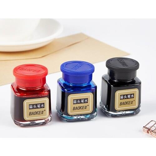 Baoke NO130 Marker Ink Oily Box Tip Pen Ink Glass Bottle Packaging (25ml/bottle) Red, Black, Blue Office Supplies