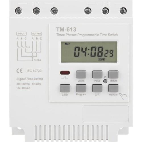 TM-163 380V 16A Three Phase Smart Digital Weekly Programmable Control Relay Power Timer Switch For Water Pump Motor Controller
