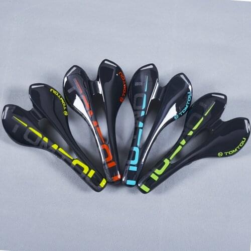 TOMTOU Cycling Saddle Carbon Saddle Ultralight Breathable Saddle MTB Road Folding Bike Front Seat Mat Cushion 3K Glossy Black