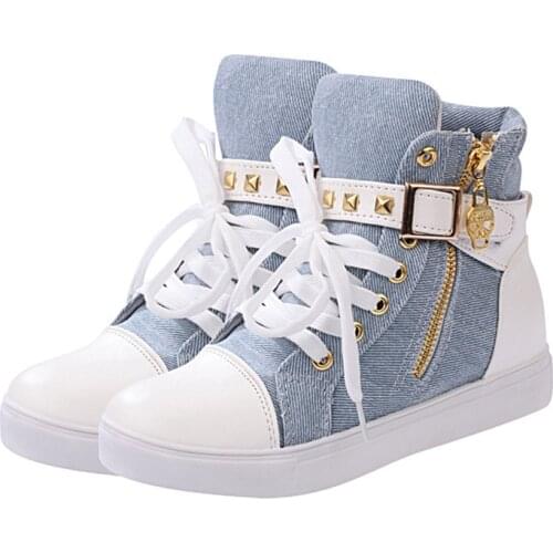 New 2020 High top Shoes Women Fashion Rivets Canvas Shoes Womens Casual Shoes Leopard Flowers Brand Vintage Black