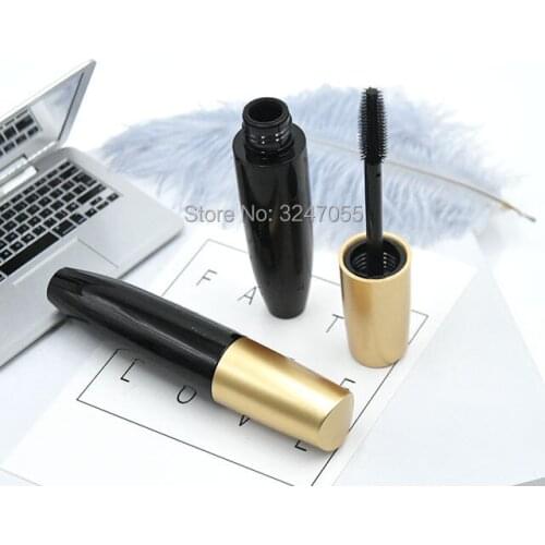 10ml 10pcs30pcs50pcs DIY Plastic Empty Cosmetic Eyelashes Growth Liquid Packing Bottle Black Mascara Tube n Gold Cap,Makeup Tool