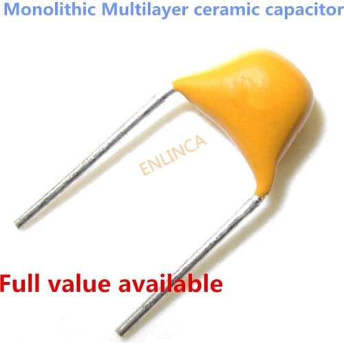 100pcs 50V monolithic ceramic capacitor 10PF ~ 10UF 22PF 47NF 220NF 1NF 4.7UF 1UF 100NF 330NF 0.1UF 102 104 105 106 103 473 334