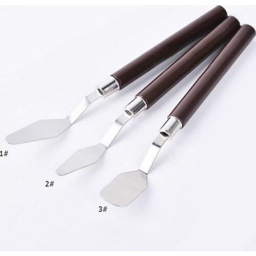 3Pcs/set Wooden Handle Oil Painting Lightweight Colour Modulation Knife Anti-slip Pottery Painting Supplies