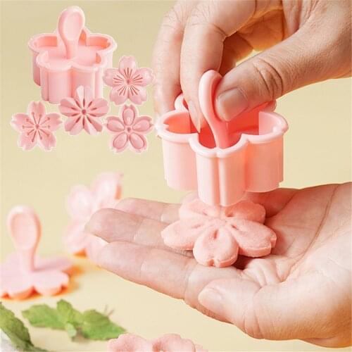 5pcs Sakura Cookie Mold Cherry Blossom Cookie Cutter Biscuit Pastry Mold Cutter Pink Flower DIY Floral Mold Fondant Baking Tool