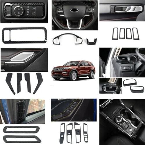 Car Accessories for Ford Explorer 2020 2021 Carbon Fiber Look Interior Kit Decoration Cover Trim 21pcs