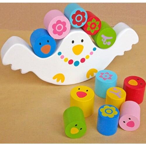 Baby early childhood bird balance beam building blocks KB03 toys wooden childrens cognitive Montessori teaching1-3 years