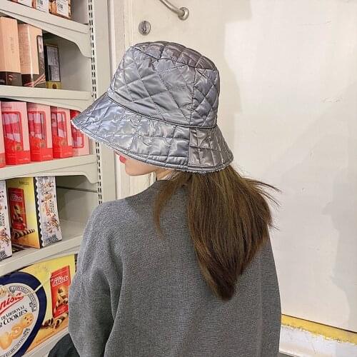 2020 Double-sided Bucket Hats Women Fashion Fisherman Cap Autumn Winter Warm Down Hat Unisex Men Basin Hat Lamb Plush Thicken