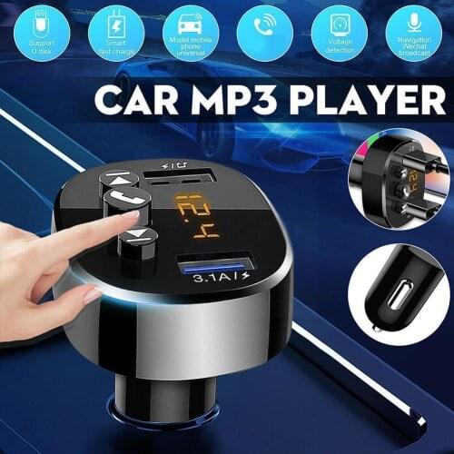 FM Transmitter Handsfree Car Bluetooth 5.0 MP3 Player Fast Audio Dual Wireless Charger Lighter USB Kit Aux Receiver Cigaret R9T6