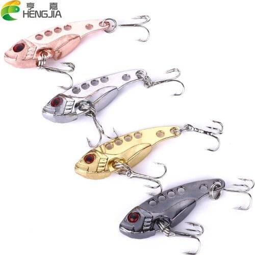 HENGJIA 4pcs hard metal vib fishing lures artificial wobbler jig lures sea sinking lures pesca fishing tackles
