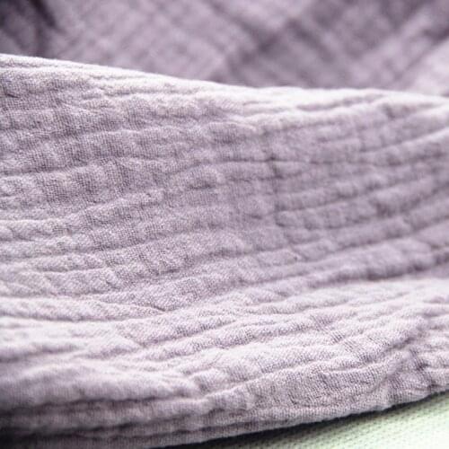 Artistic retro double layer 100% cotton VIOLET GREEN PINK BROWN crepe soft cloth for baby handwork dress clothes blouse fabrics