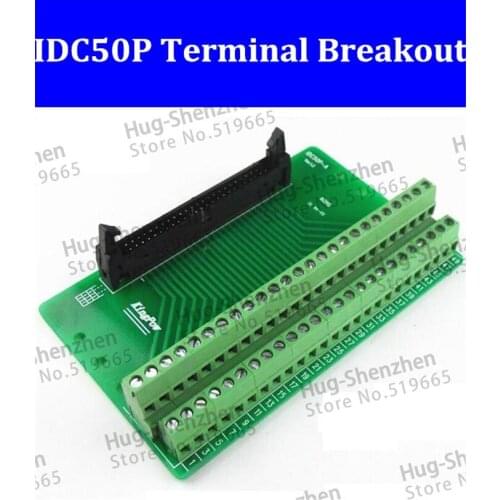 IDC50P IDC 50 Pin Male Connector to 50P Terminal Block Breakout Board Adapter PLC Relay Terminals DIN Rail Mounting--3pcs/lot