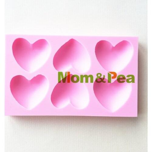 Mom&Pea 1472 Free Shipping Hearts Mold Cake Decoration Fondant Cake 3D Mold Soap Mold Food Grade
