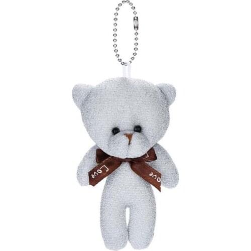 Cartoon Mini Bear Plush Doll Bow Tie Cotton Stuffed Toy Girl Gift Pendant Decor Q6PD