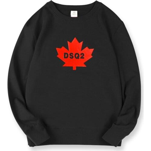 Dsq winter style Mens Hoodie 100% cotton Maple leaf Black casual long sleeve Unisex hoody warm letter Hoodie sweatshirt for men