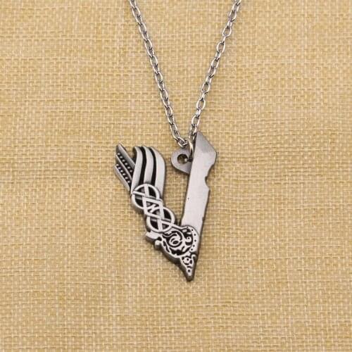 Viking Icon Necklace Men V Viking Pendant Necklace Steampunk Ragnar Lodbrok Costume Jewelry Wholesale