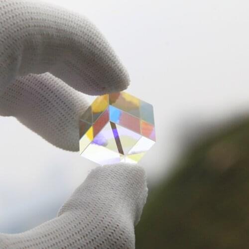 1pcs Optical Dichroic Glass 20mm Color Cube Photography Prism Filter, Home Decoration, Kids Gift