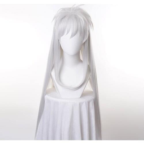 Inuyasha 100cm Long Silver White Styled Sesshoumaru Cosplay Wig Heat Resistant Hair Cos Wig + Free Wig Cap