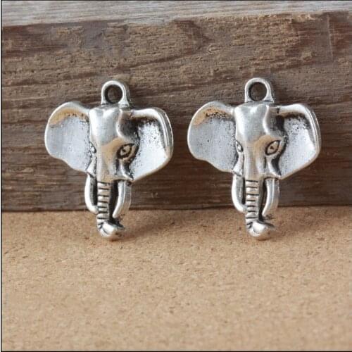High Quality 20 Pieces/Lot 23mm*26mm Antique Silver Plated Metal Alloy Elephant Charms Pendants