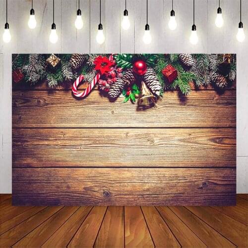Christmas Fabric Photography Backdrop Snowflake Xmas Wood Wall Rustic Barn Vintage Wooden Floor Background for Kids Portrait