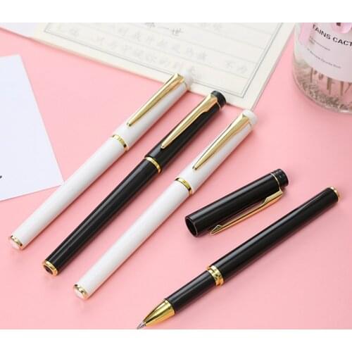 24PCS Creative Bullet Head Gel Pens Office Learning Stationery Water Pen Metal Texture Black Signature Pen Office Accessories