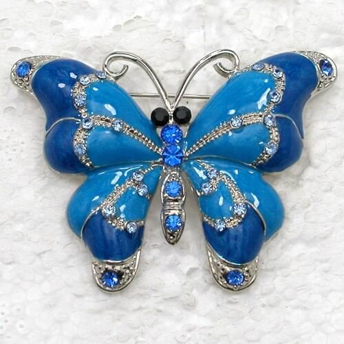 Blue Rhinestone Enamel Butterfly brooch Pin C884 B