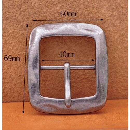 Heavy Duty Quality Vintage Silver Square Center Bar Pin Buckle for Leathercraft Belt Fit 40mm Strap