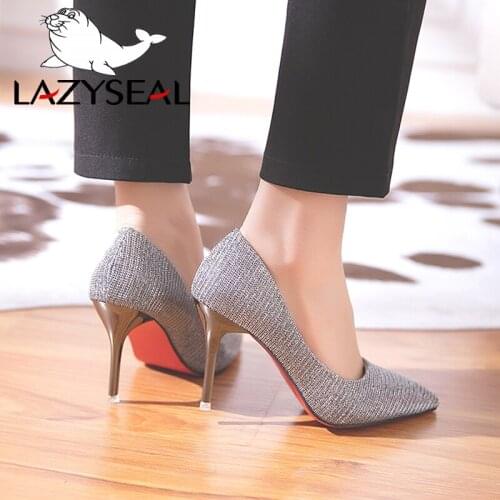 LazySeal Bling Women High Heels Shoes Pumps 9cm Stilettos Heels Sexy Pointed Toe Pumps Woman Heels for Women Shoes Ladies
