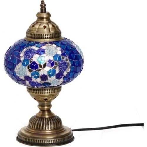 YENİ MODEL EL İŞLEMELİ Demmex Masaüstü Mozaik Çalışma Masası Abajur Gece Lambası Dekor Lamba Mavi Mavi